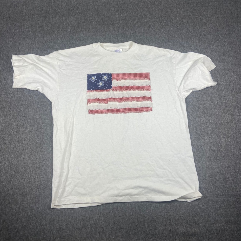 Vintage Fashion Gear Patriotic American Flag Stars and Stripes T-Shirt L